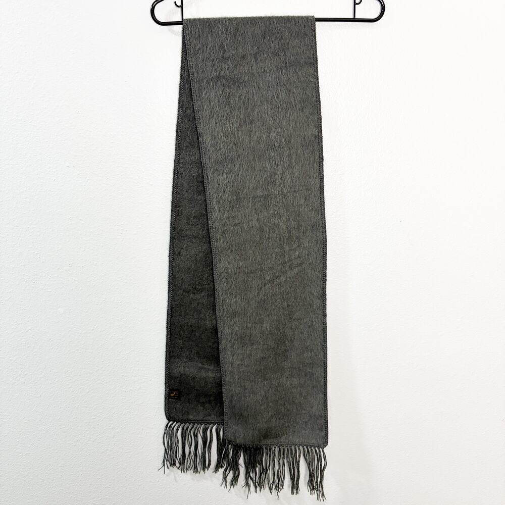 100% Peruvian Alpaca Brushed Wool Gray Scarf w/Fringe Outdoor Warm Winter Soft